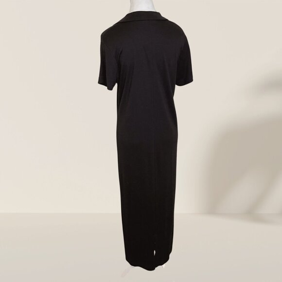 Hot Cotton Black Collared Midi Dress - Size M, Made in USA - Picture 4 of 7